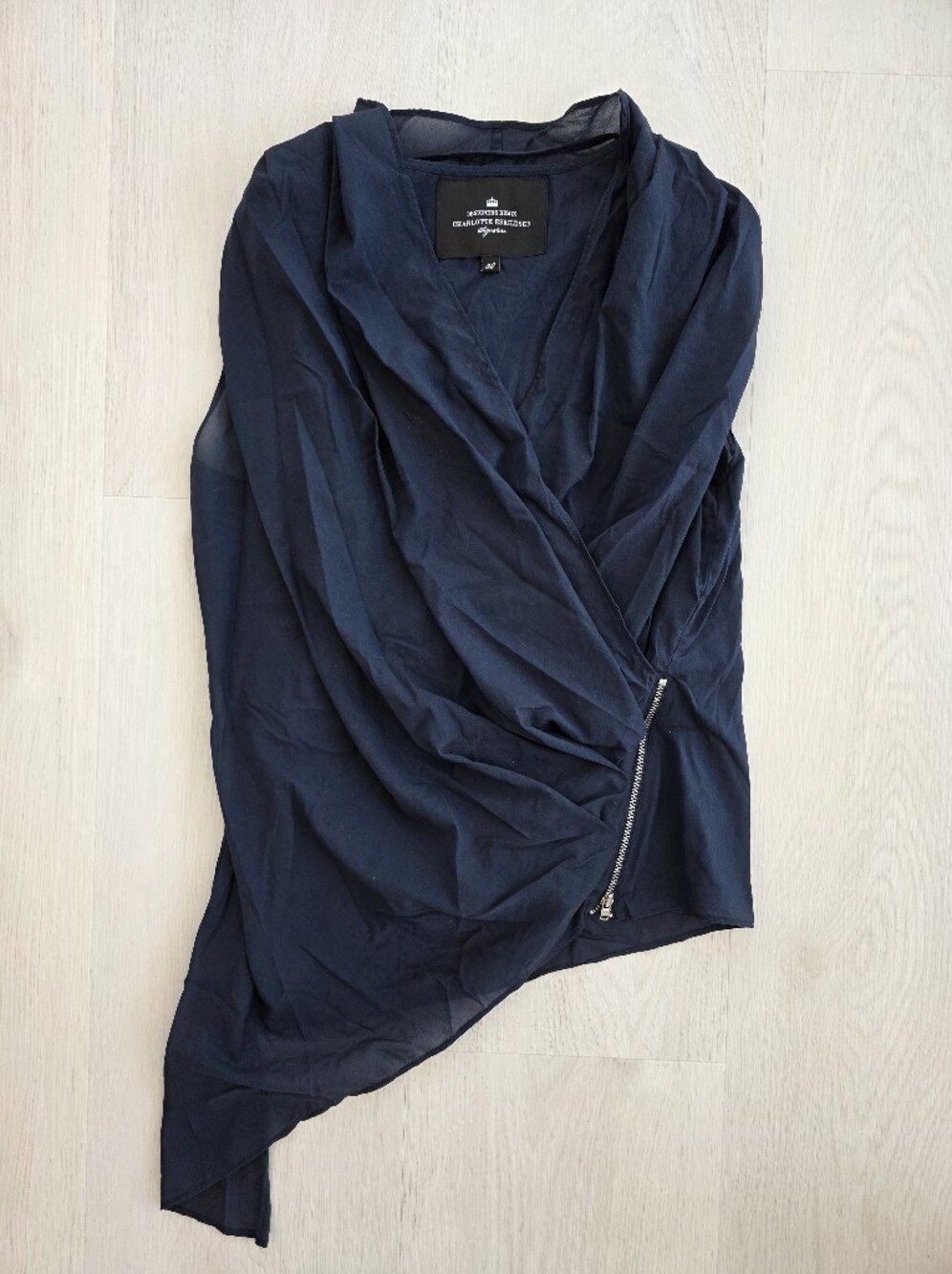 Navy Draped Top